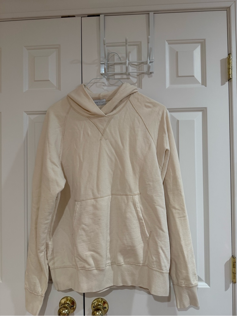 John Elliott Cream Pullover Hoodie